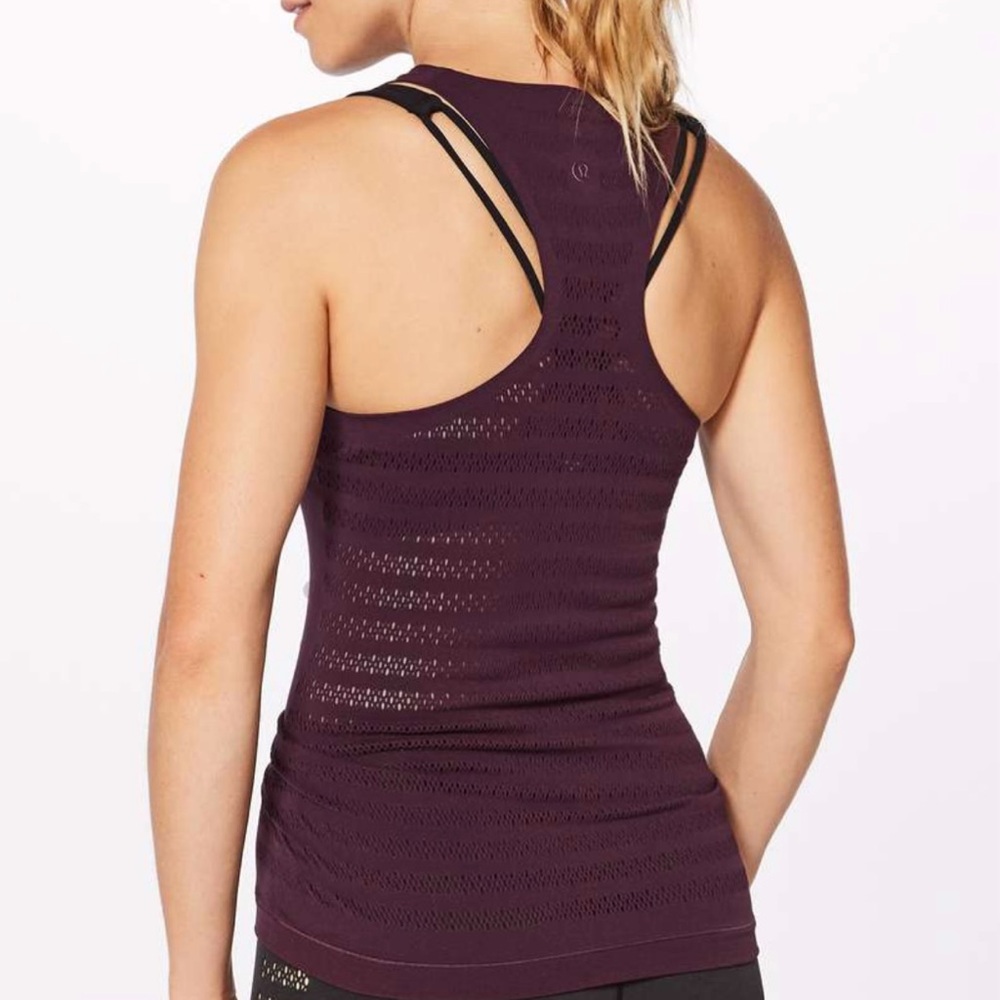 Lululemon Reveal Tank (Stripes) Racerback Top In Dark Adobe Size 8